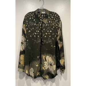 VTG Laura Kieffer Floral Print Two Button Cardigan Forrest Fairy‎ Cottage Blouse